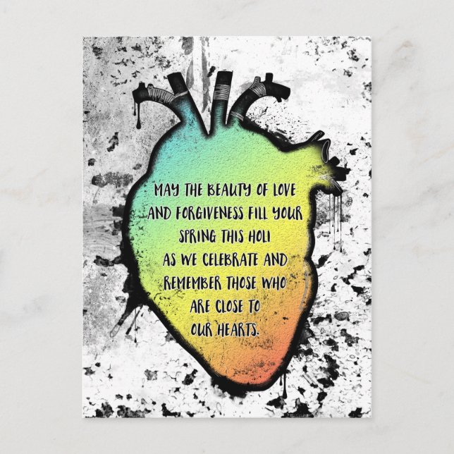 Holi Heart Festival von Liebe und Farbe Postkarte (Vorderseite)