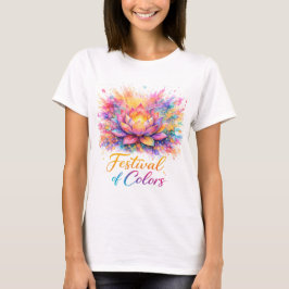 Holi Lotus Festival of Colors Watercolor Art T-Shirt