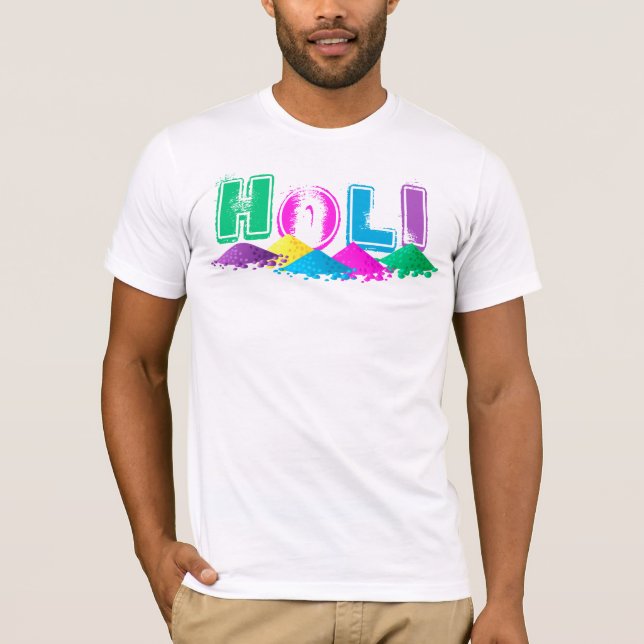 Holi mit Piles von farbigen Pulvern T-Shirt (Vorderseite)