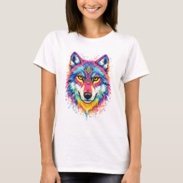Holi Wolf Aquarell T-Shirt - Blau