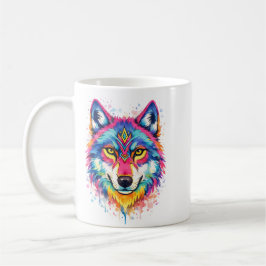 Holi Wolf Aquarell Tasse - Blau