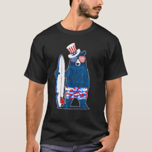 Holiday 365 Surf Bär 4. Juli American Flag Su T-Shirt