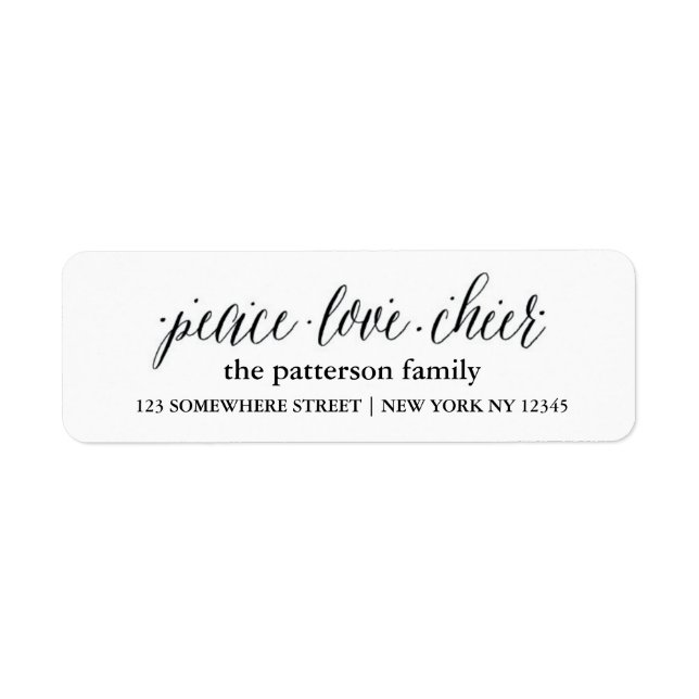 Holiday Address Label Peace Liebe Joy 1 (Vorne)