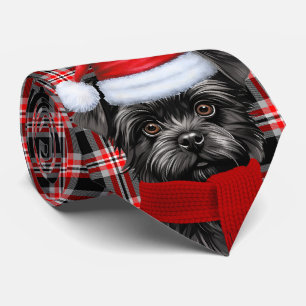 Holiday Affenpinscher Dog Karierte Weihnachten Krawatte