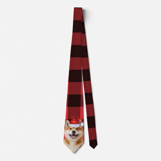 Holiday Akita Dog Red Buffalo Plaid Christmas Krawatte (Vorderseite)