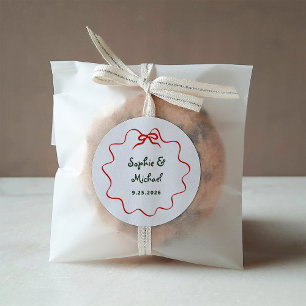 Holiday Amour   Illustrierte Französische Bow-Hoch Runder Aufkleber