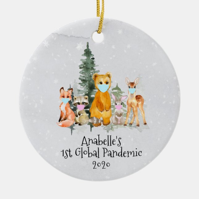 Holiday Animal 1st Christmas Pandemic 2020 Keramik Ornament (Vorne)
