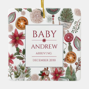 Holiday Baby Announction Keepake Weihnachten Keramikornament