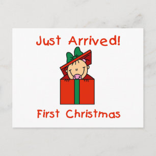 Holiday Baby Girl Nur angekommen Hemden und Gesche Feiertagspostkarte