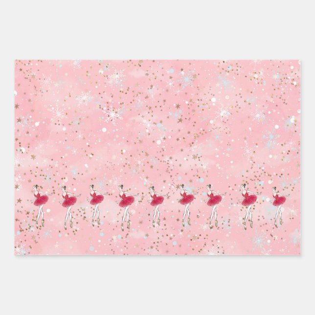 Holiday Ballerina Weihnachtswrapping Geschenkpapier Set (Vorderseite)