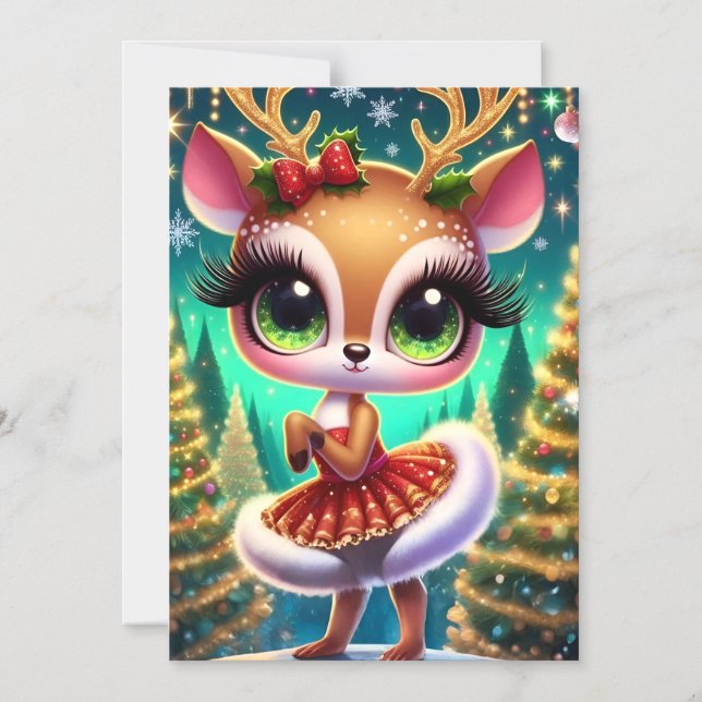 Holiday Ballet Reindeer Star Magneteinladung (Vorderseite)