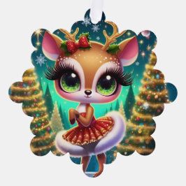 Holiday Ballet Reindeer Star Ornament Karte