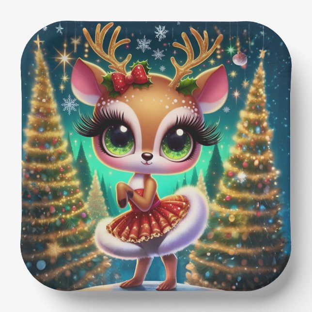 Holiday Ballet Reindeer Star Pappteller (Vorderseite)