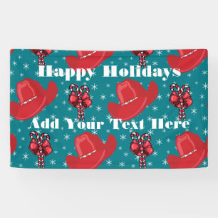 Holiday Banner Cowboy Hats und Candy Canes