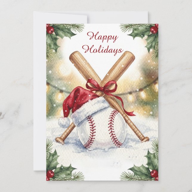 Holiday Baseball Christmas Cards Feiertagskarte (Vorderseite)