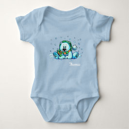 Holiday Bear Baby Bear Blue Baby Bodysuit Baby Strampler