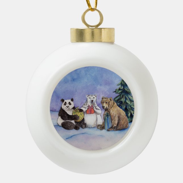 Holiday Bears Custom Christmas Tree Bulb Ornament (Vorderseite)