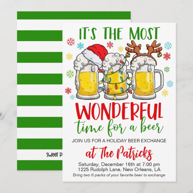 Holiday Beer Exchange Party Einladung (Vorne/Hinten)