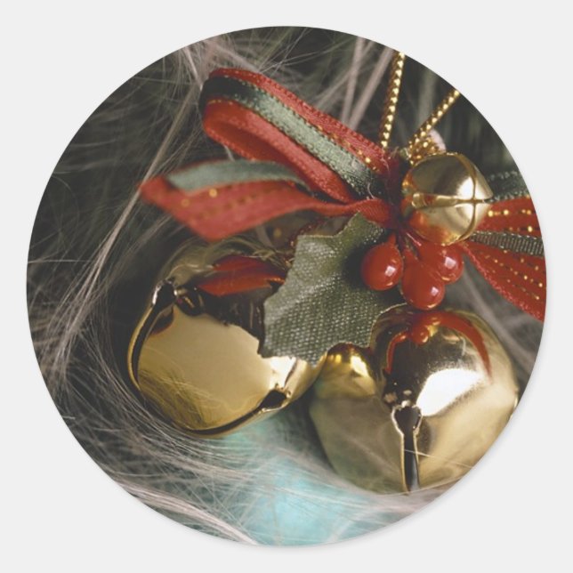Holiday Bell Dekoration Runder Aufkleber (Vorderseite)