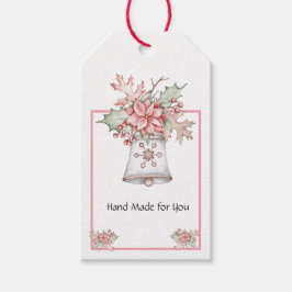 Holiday Bell mit Poinsettia Custom Gift Tags Geschenkanhänger