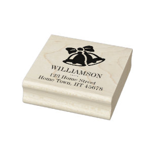 Holiday Bells Square Rücksendeadresse Gummistempel