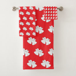 Holiday Bells Wiederholen Weihnachten Hochzeit rot Badhandtuch Set