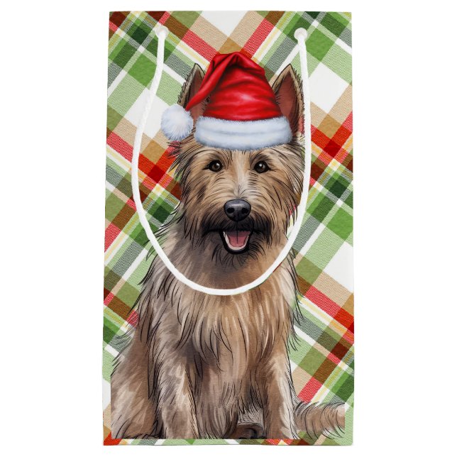 Holiday Berger Picard Dog Spaß Karierte Weihnachte Kleine Geschenktüte (Vorderseite)