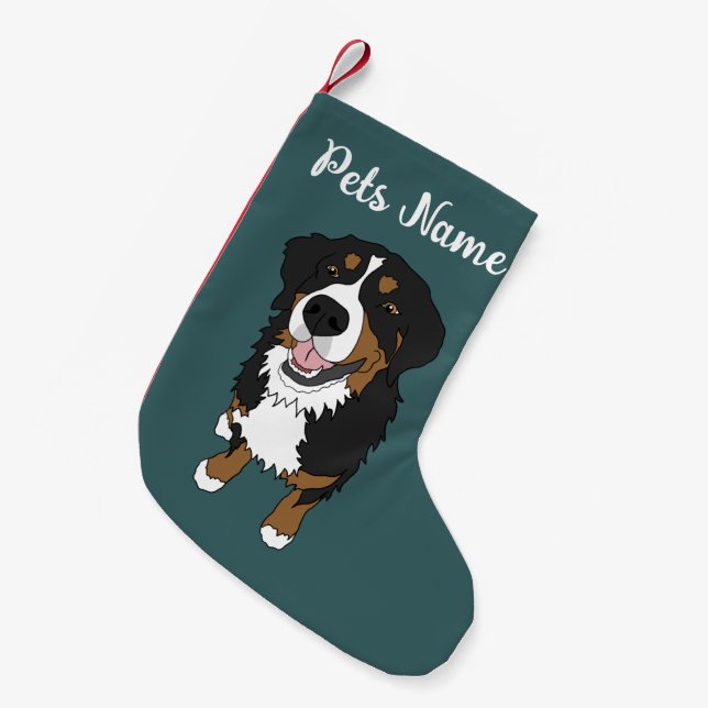 Holiday Bernese Mountain Dog Kleiner Weihnachtsstrumpf (Vorderansicht (hängend))