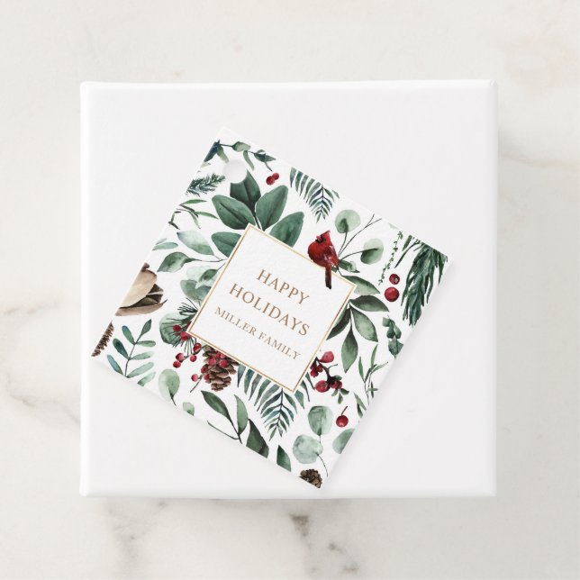 Holiday Berries Greenery Happy Holidays Geschenkanhänger (Beispiel)