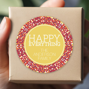 Holiday Berry Wreath mit Happy Everything Runder Aufkleber