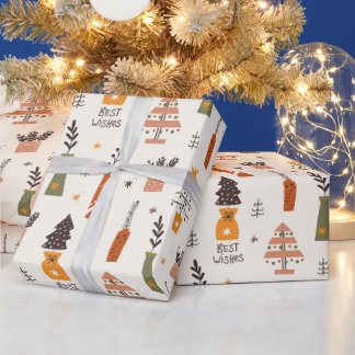Holiday Best Wish Wrapping Paper, Weihnachtsbaum Geschenkpapier
