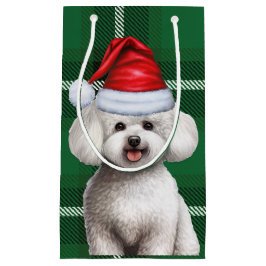 Holiday Bichon Frise Dog Green Karierte Weihnachte Kleine Geschenktüte