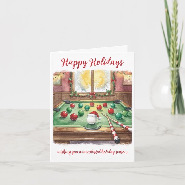 Holiday Billiard player Christmas Cards Feiertagskarte (Vorderseite)