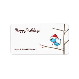 Holiday Bird Gift Tags Adressaufkleber