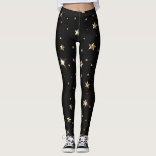 Holiday Black and Gold Imitate Metal Weihnachtssta Leggings