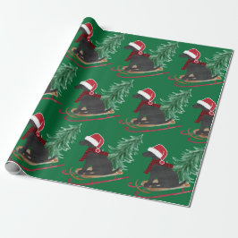 Holiday Black Lab Xmas Tree Schlitten Geschenkpapier
