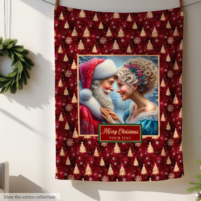 Holiday Blanket Vintag Mr. & Mrs. Claus Weihnachte Fleecedecke (Holiday Blanket Vintage Mr & Mrs Claus Christmas Gift)