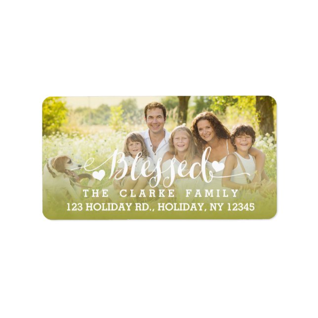 Holiday Blessings | Holiday Foto Address Label Adressaufkleber (Vorne)