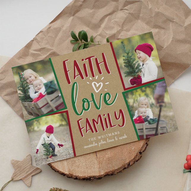 Holiday Blessings | Weihnachtsfoto-Collage Card Feiertagskarte (Von Creator hochgeladen)