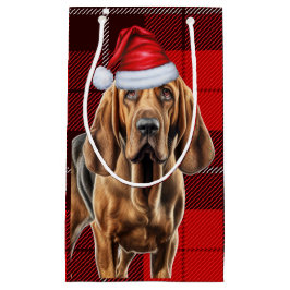 Holiday Bloodhound und festliche Karierte Weihnach Kleine Geschenktüte