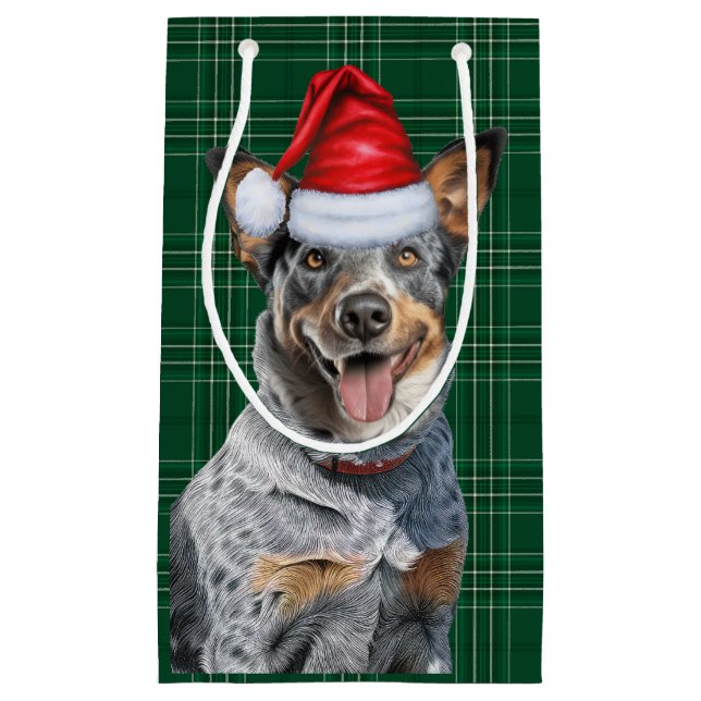 Holiday Blue Heele Festlicher Urlaub Karierte Weih Kleine Geschenktüte (Vorderseite)