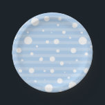 Holiday Blue Snow & Stripes Polka Dot Teller<br><div class="desc">Wirf ein Party mit diesen rot-weißen Polka Punkt Tellern.</div>