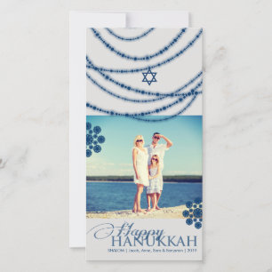 Holiday Blue Sparkles Hanukkah Greetings Photo Car Feiertagskarte