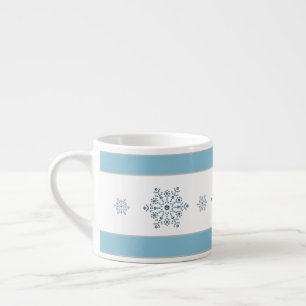 Holiday Blue Strip Snowflake Espresso Tasse