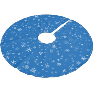 Holiday Blue und White Snowflake Muster Polyester Weihnachtsbaumdecke