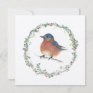 Holiday Bluebird Watercolor Art Card Feiertagskarte