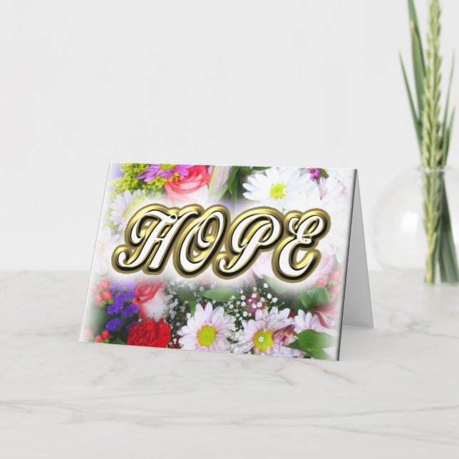 Holiday Blumen Design mit HOPE geschrieben in der  Karte (Vorderseite)