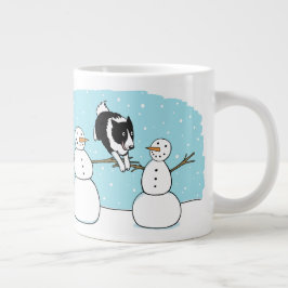 Holiday Border Collie Agility Hund mit Snowmen Jumbo-Tasse
