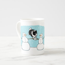 Holiday Border Collie Agility Hund mit Snowmen Prozellantasse
