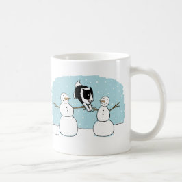 Holiday Border Collie Dog Spielen mit Snowmen Kaffeetasse